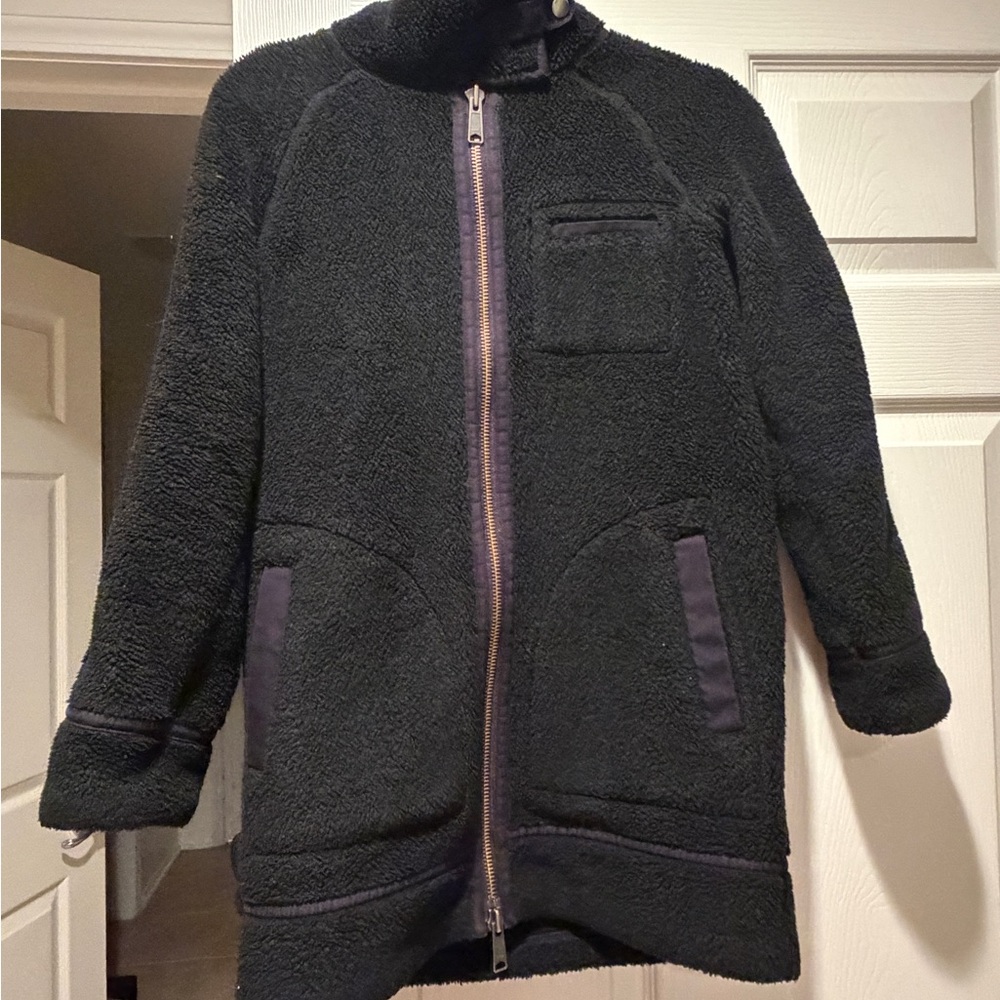 Madewell Black Fleece Zip-Up Jacket